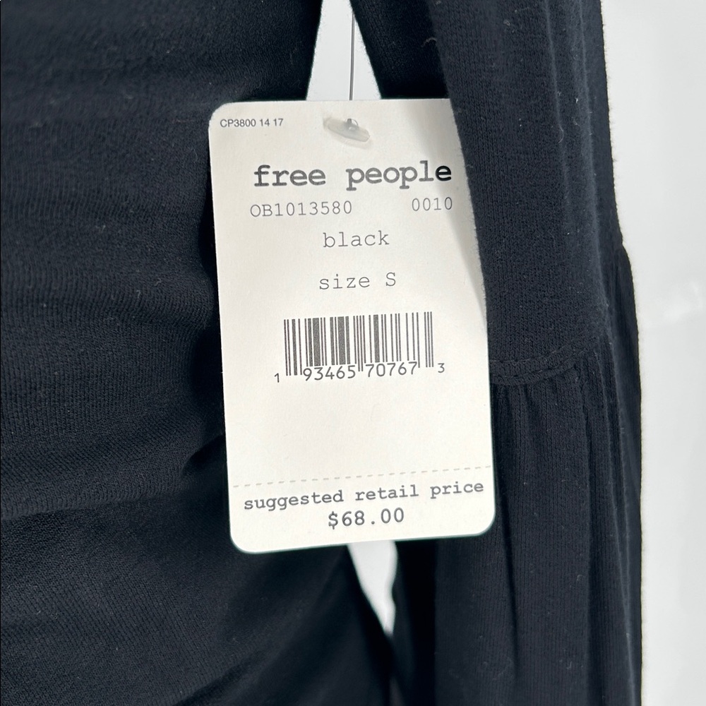 Free People Black Long Sleeve Top Babetown Black Bell Sleeve Size Small - Picture 2 of 10
